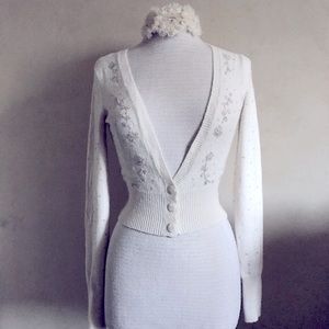 Vintage Beaded Angora Blend Cardigan